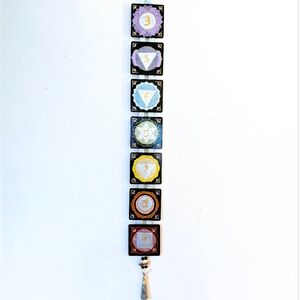 OOAK Artisan Chakra Square Tile Wall Hanging — Contemporary Mandala Object 3.5"